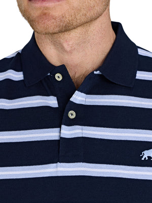 Classic Triple Stripe Birdseye Polo - Navy