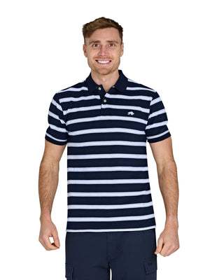 Classic Triple Stripe Birdseye Polo - Navy