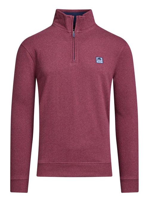 Classic Woven Patch Quarter Zip Sweat - Claret