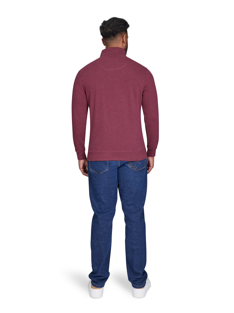 Classic Woven Patch Quarter Zip Sweat - Claret