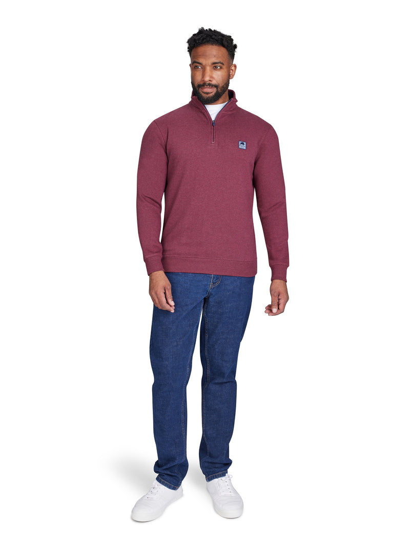 Classic Woven Patch Quarter Zip Sweat - Claret