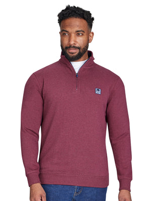 Classic Woven Patch Quarter Zip Sweat - Claret