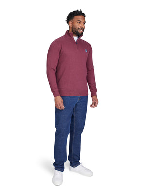 Classic Woven Patch Quarter Zip Sweat - Claret