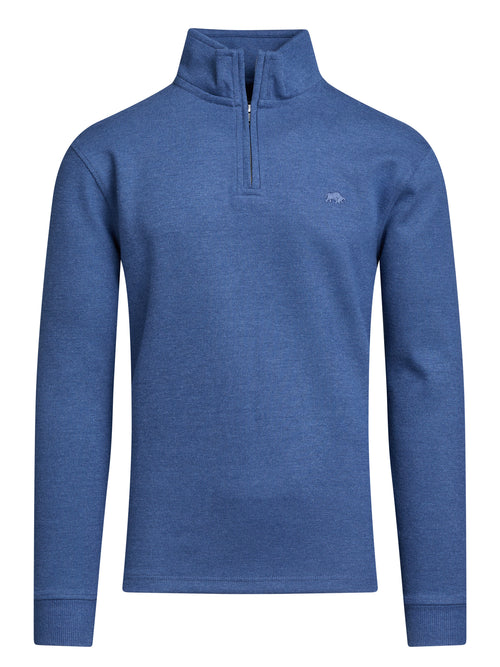 Classic French Rib Quarter Zip Sweat - Denim Blue