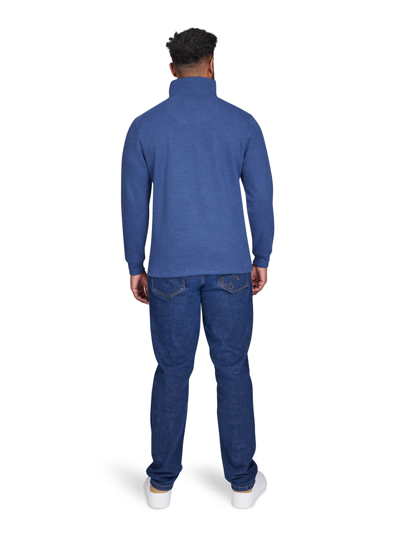 Classic French Rib Quarter Zip Sweat - Denim Blue