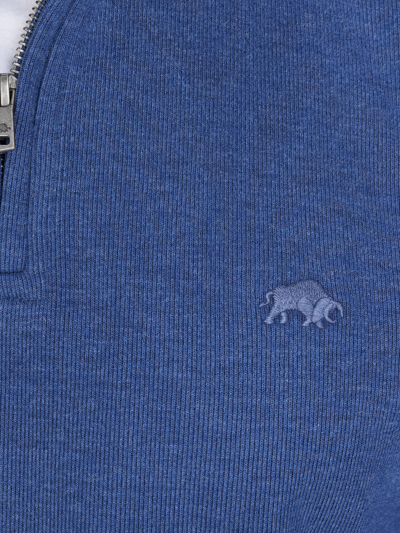 Classic French Rib Quarter Zip Sweat - Denim Blue