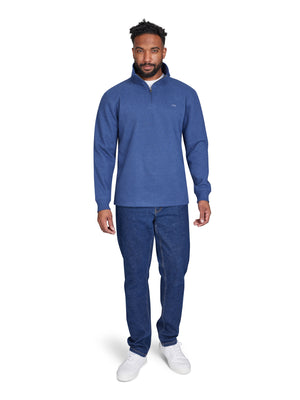 Classic French Rib Quarter Zip Sweat - Denim Blue