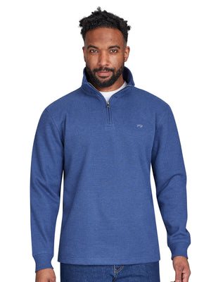 Classic French Rib Quarter Zip Sweat - Denim Blue