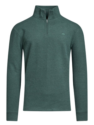 Classic French Rib Quarter Zip Sweat - Olive