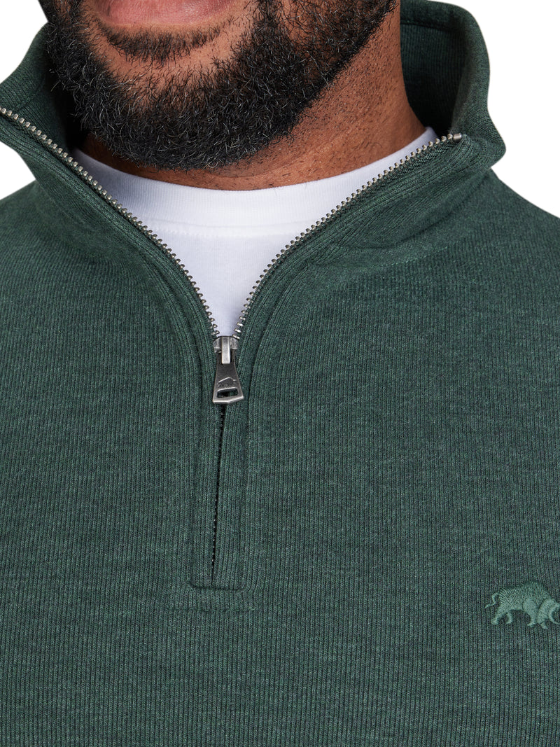 Classic French Rib Quarter Zip Sweat - Olive