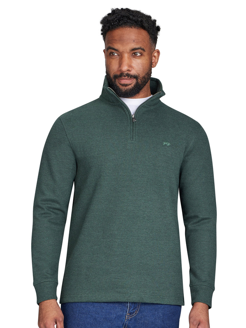 Classic French Rib Quarter Zip Sweat - Olive