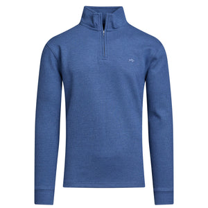 Classic French Rib Quarter Zip Sweat - Denim Blue