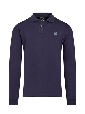 Long Sleeve Classic Jersey Patch Polo - Navy