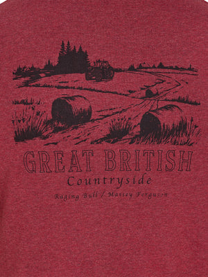 Massey Ferguson Field Back Print T-Shirt - Claret