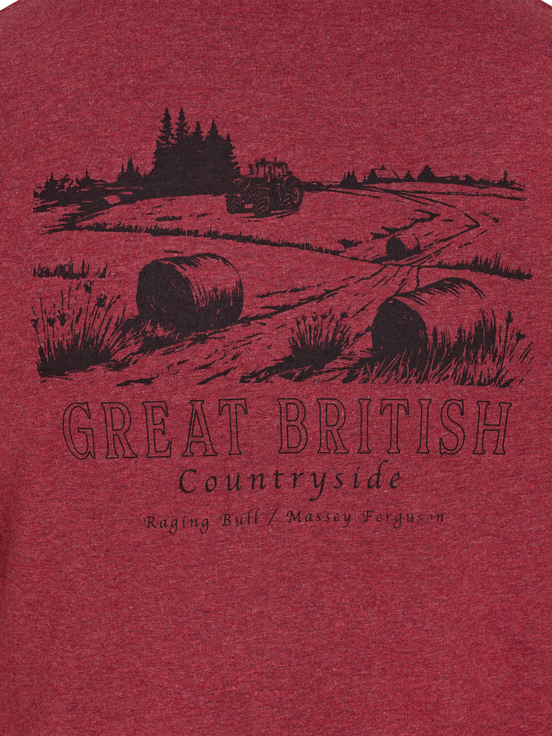 Massey Ferguson Field Back Print T-Shirt - Claret