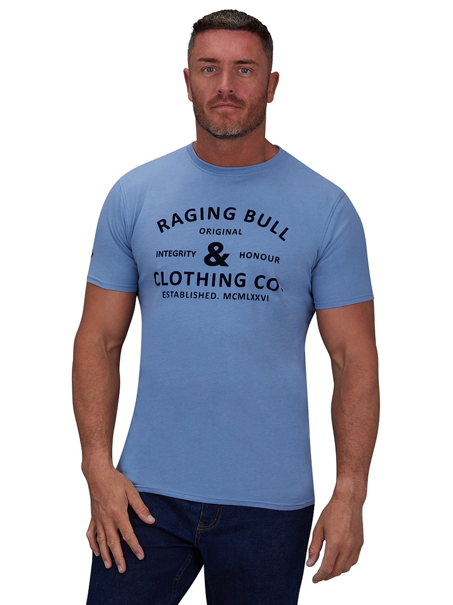 Flock Integrity And Honour T-Shirt - Chambray – Raging Bull Clothing