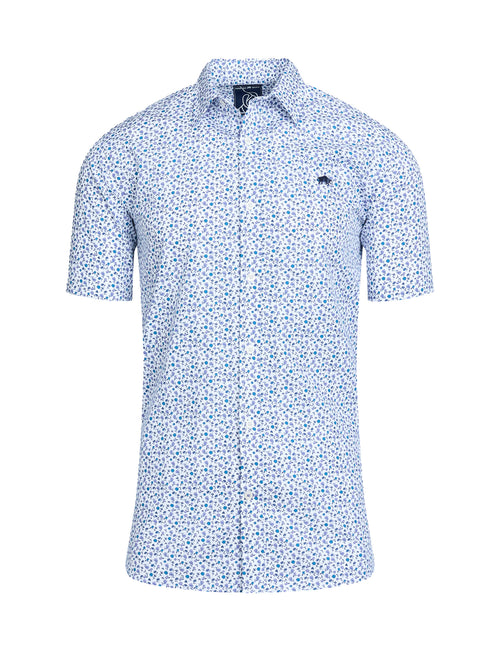 Short Sleeve Floral Pattern Shirt - Purple