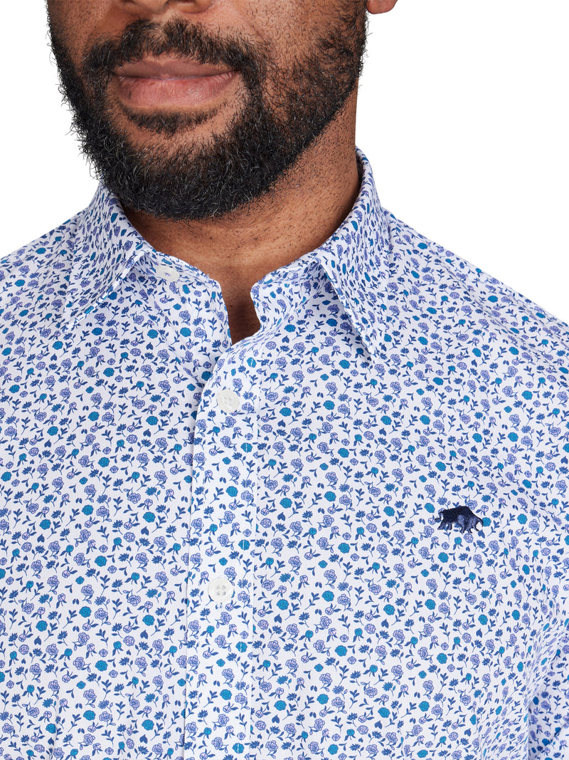 Short Sleeve Floral Pattern Shirt - Purple