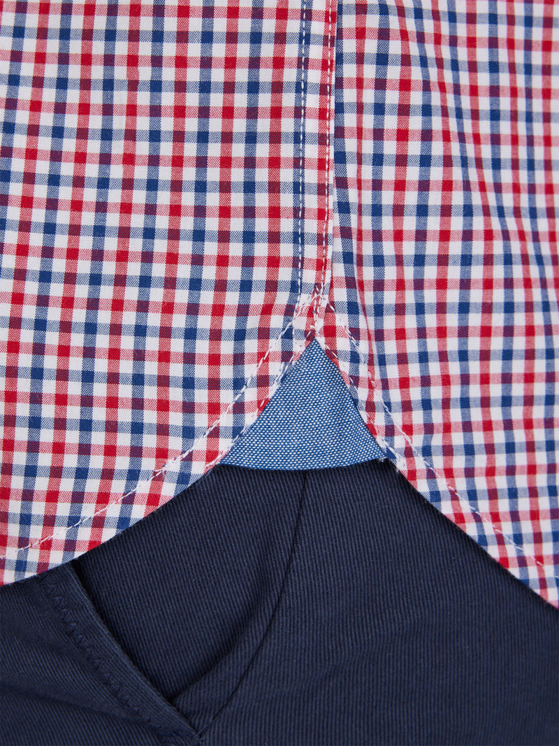 Short Sleeve Multi Gingham Shirt - Red