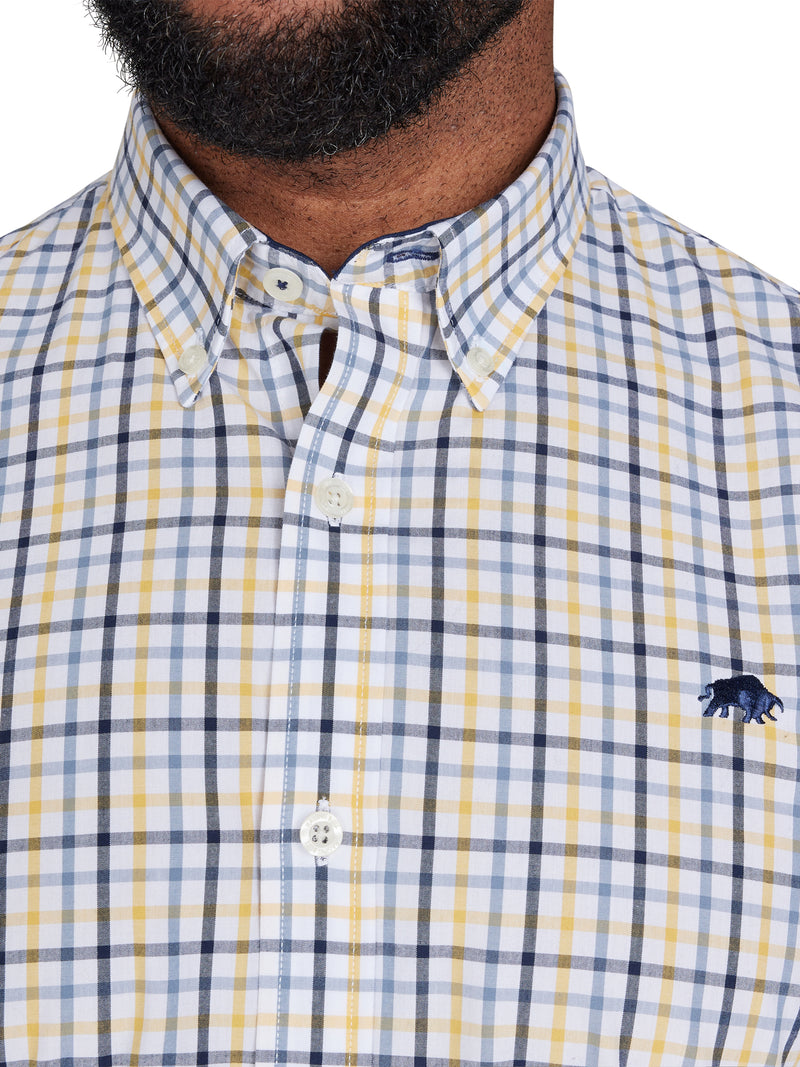 Short Sleeve Micro Gingham Shirt - Yellow