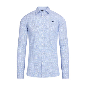 Long Sleeve Pentagon Pattern Shirt - Navy