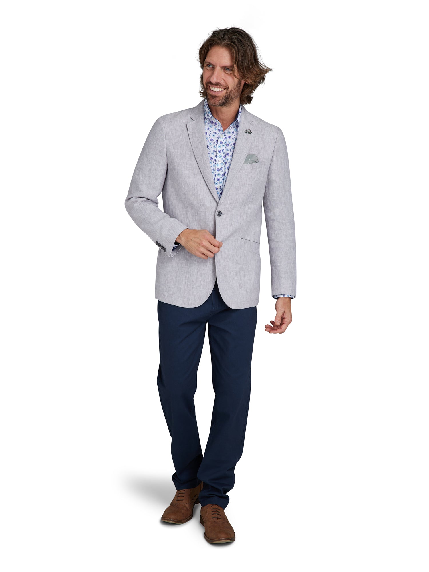 Linen Blazer Grey Raging Bull Clothing