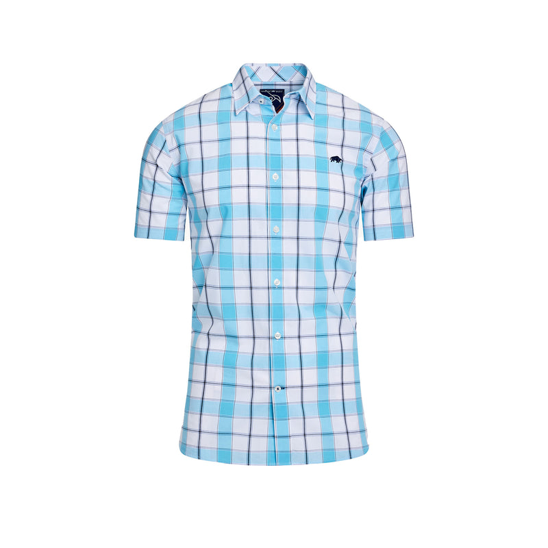 Short Sleeve Multi Check Shirt - Mid Blue