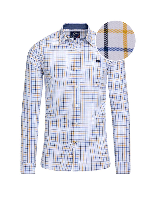 Long Sleeve Country Check Brushed Cotton Shirt - White