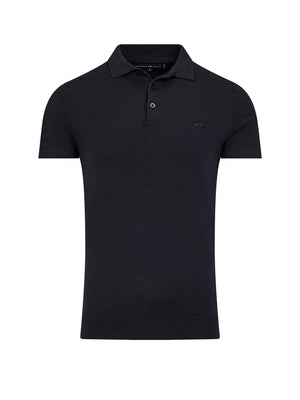 Short Sleeve Knitted Polo - Black