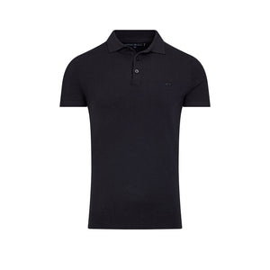 Short Sleeve Knitted Polo - Black