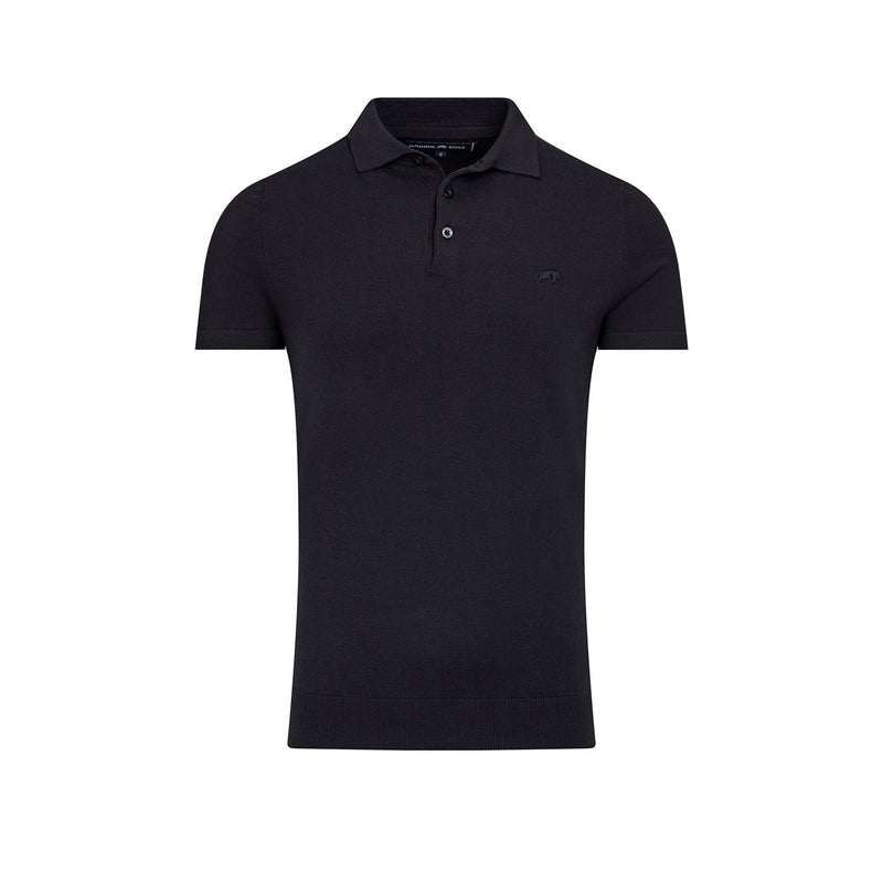 Short Sleeve Knitted Polo - Black