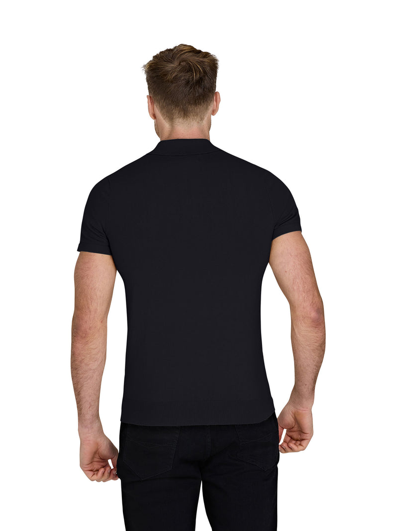 Short Sleeve Knitted Polo - Black