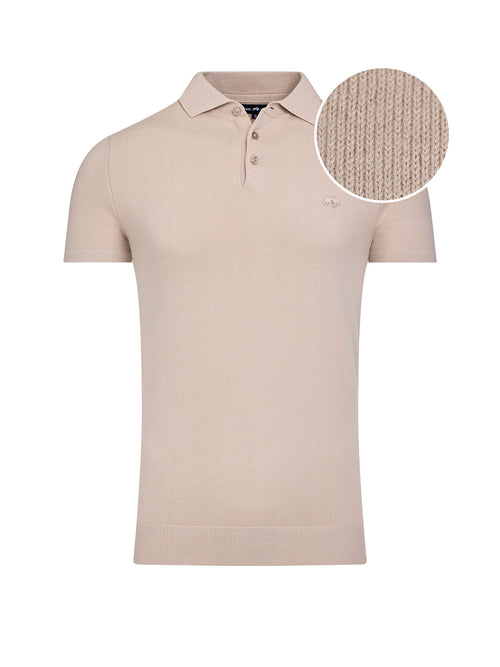 Short Sleeve Knitted Polo - Stone