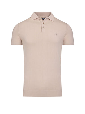 Short Sleeve Knitted Polo - Stone