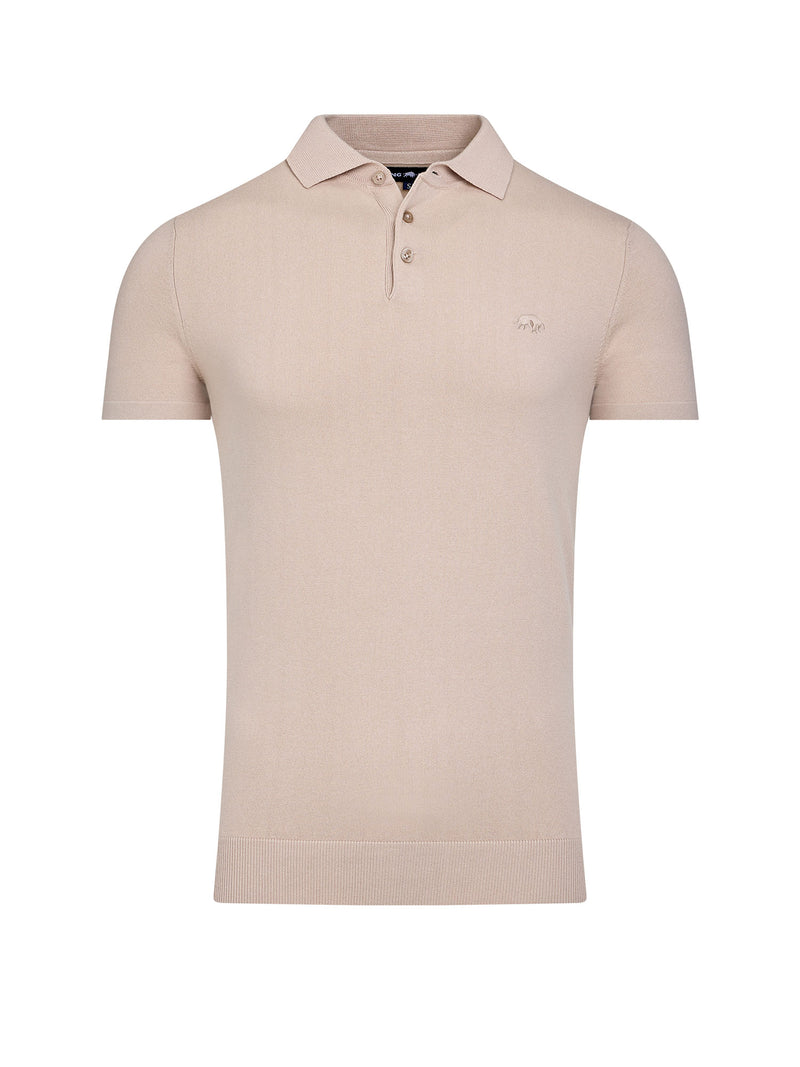 Short Sleeve Knitted Polo - Stone