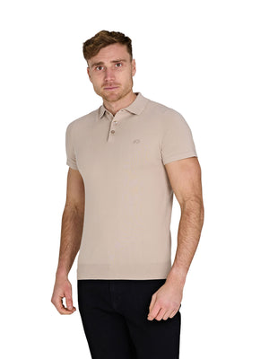 Short Sleeve Knitted Polo - Stone