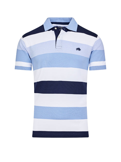 Birdseye Hoop Pique Polo - Sky Blue