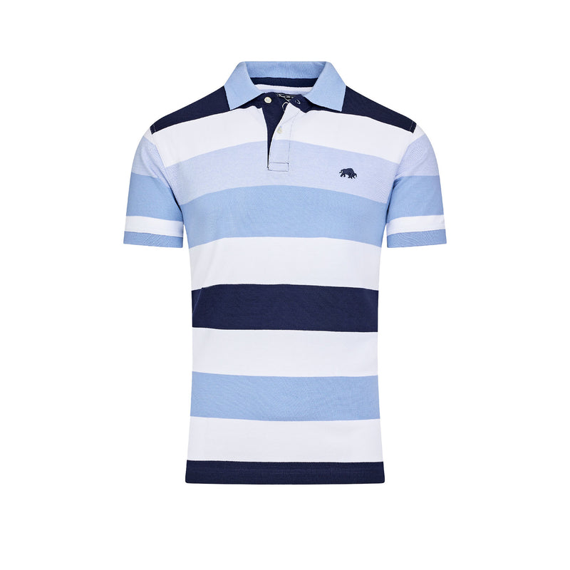 Birdseye Hoop Pique Polo - Sky Blue