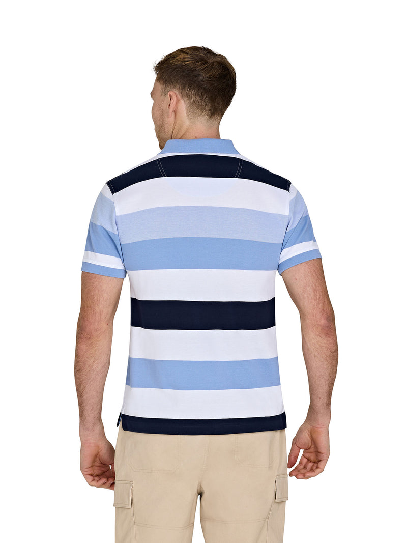 Birdseye Hoop Pique Polo - Sky Blue