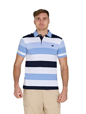 Birdseye Hoop Pique Polo - Sky Blue