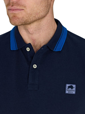 Tipped Collar Polo - Navy