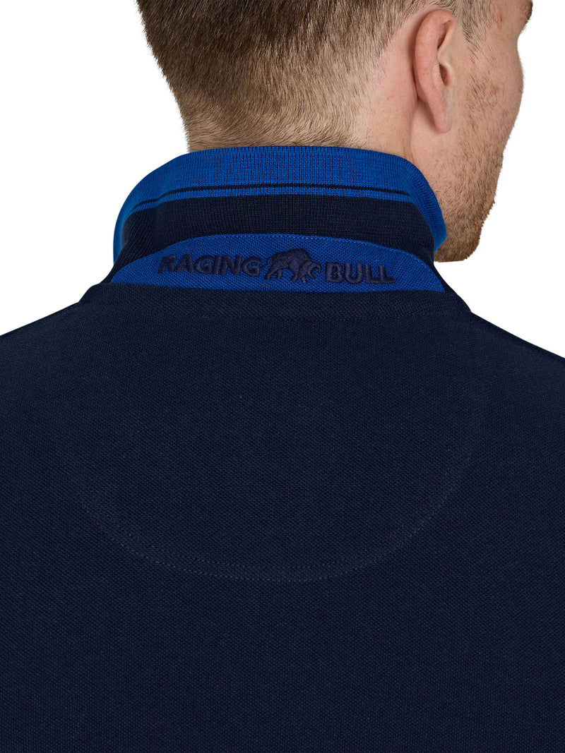 Tipped Collar Polo - Navy