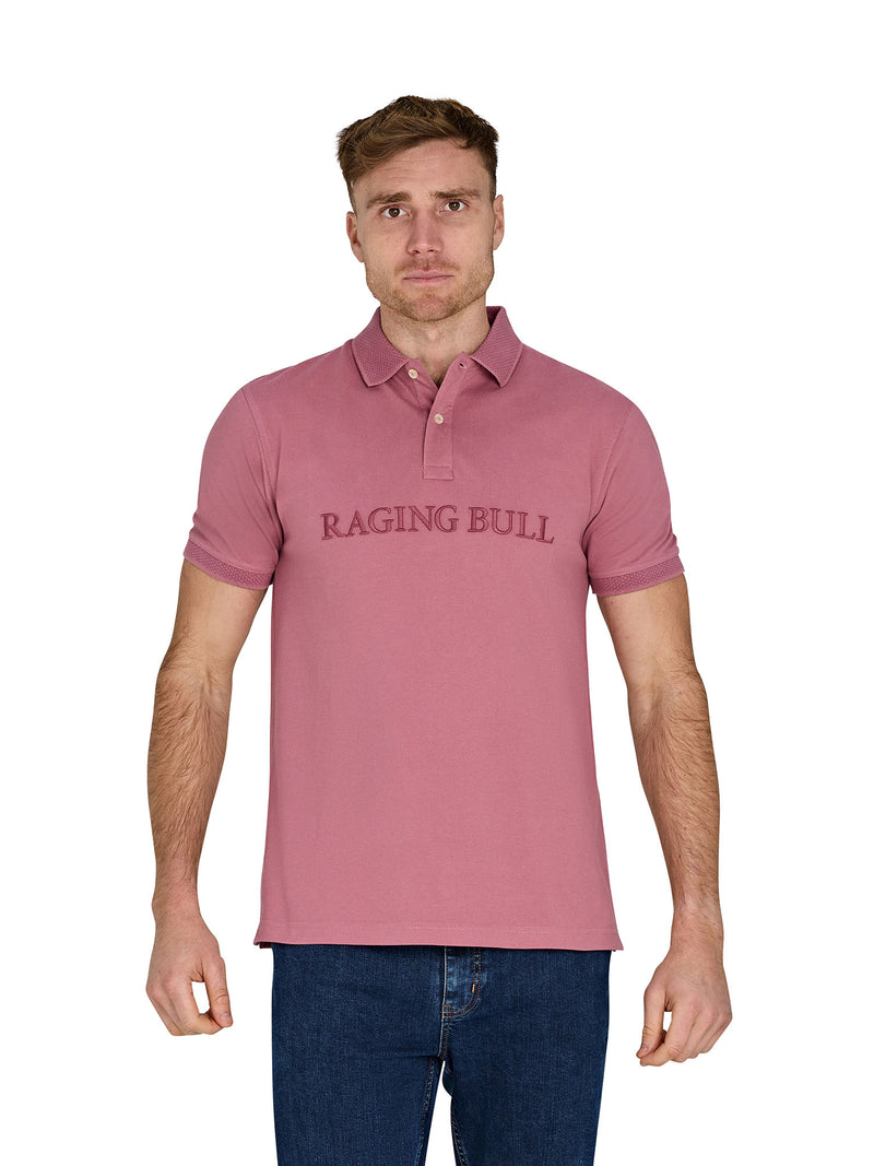 Tonal Embroidered Pique Polo - Rose