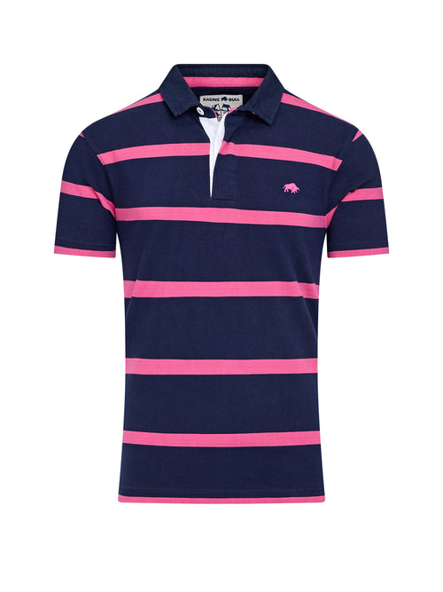 Short Sleeve Thin Stripe Rugby - Navy