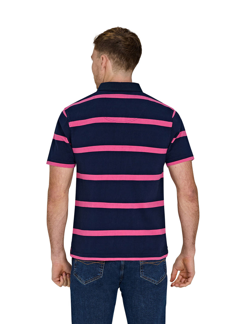 Short Sleeve Thin Stripe Rugby - Navy