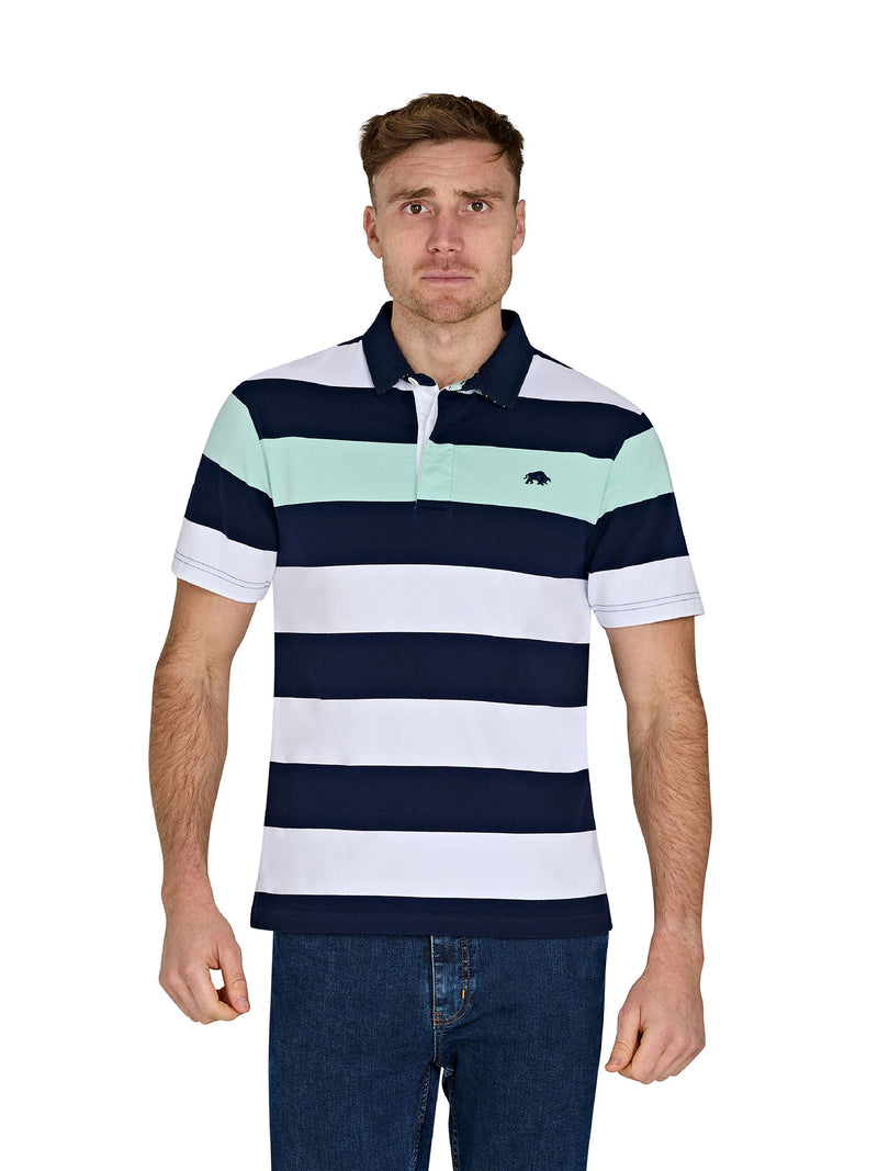 Short Sleeve Irregular Stripe Rugby - Apple Green