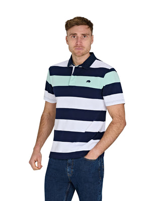 Short Sleeve Irregular Stripe Rugby - Apple Green