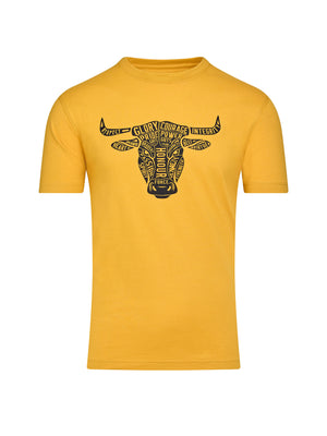 Young Farmers Word Bull Head T-Shirt - Yellow