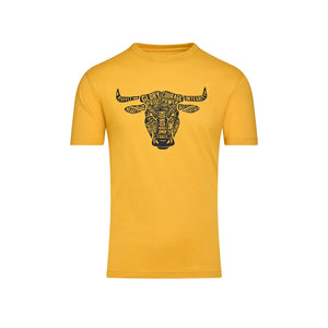 Young Farmers Word Bull Head T-Shirt - Yellow