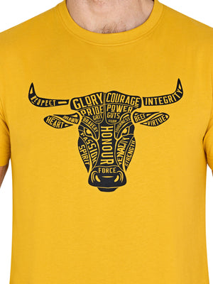 Young Farmers Word Bull Head T-Shirt - Yellow